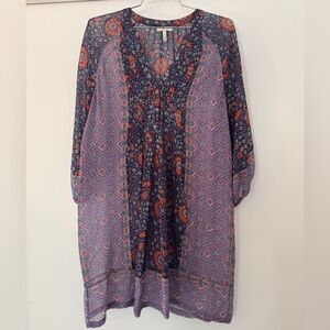 Joie Silk Sheer Floral Tunic Mini Dress XS Cover Up